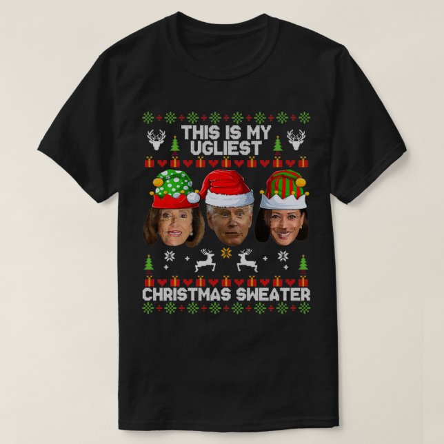 Camiseta Funny Anti Joe Biden Este Es Mi Navidad Xmas Ugl (Diseño del anverso)