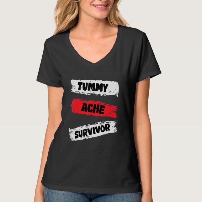Camiseta Funny Apparel Tummy Ache Survivor (Anverso)