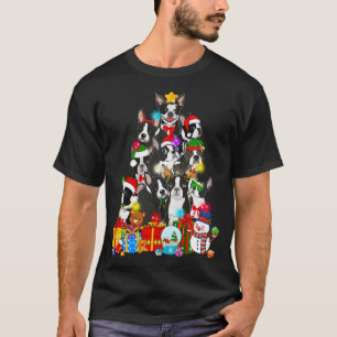 Camiseta Funny árbol de navidad de Boston Terrier ilumina P