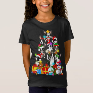 Camiseta Funny árbol de navidad de Boston Terrier ilumina P