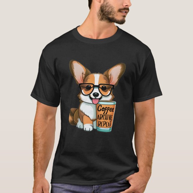 Camiseta Funny Archivist Coffee Lover Corgi Dueño - Archivo (Anverso)