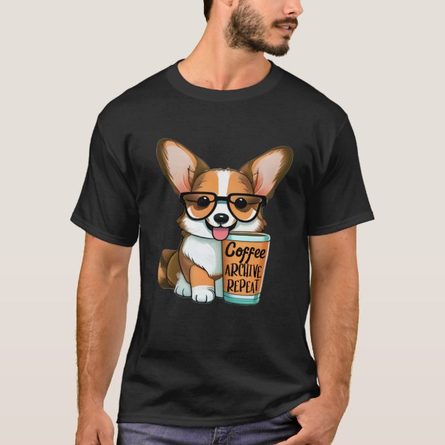 Camiseta Funny Archivist Coffee Lover Corgi Owner Archive R (Anverso)