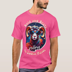 Camiseta Funny Aries Zodiac Rótulo Bold and Brave gobernand