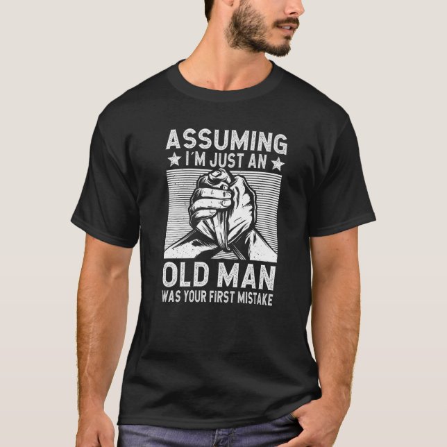Camiseta Funny Arm wrestling old man arm wrestler Premium (Anverso)