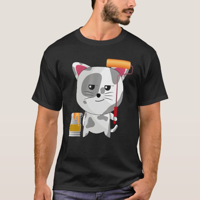 Camiseta Funny Artist Cat Painting Professional For Painter (Anverso)