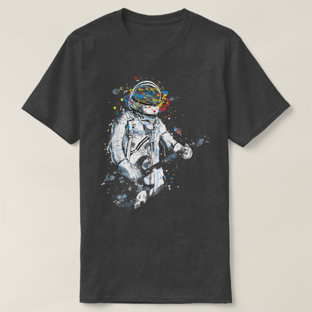 Camiseta Funny Astronaut Playing Bass Guitar At Space Astro (Diseño del anverso)