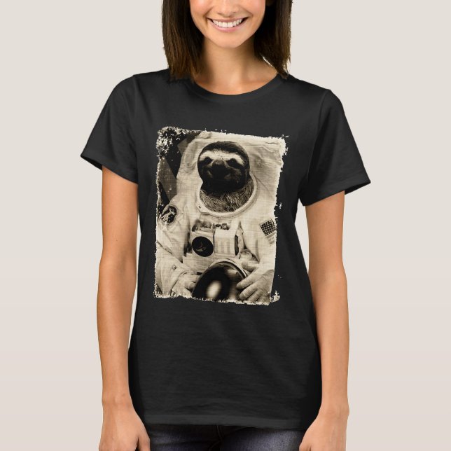Camiseta Funny Astronauta Sloth Mashup Vintage (Anverso)