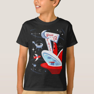 Camiseta Funny Atomic Cat Cafe Retro Futurista Spaceport M