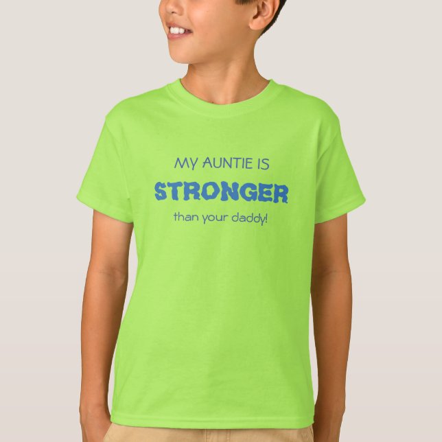 Camiseta Funny AUNTIE STRONGER azul (Anverso)