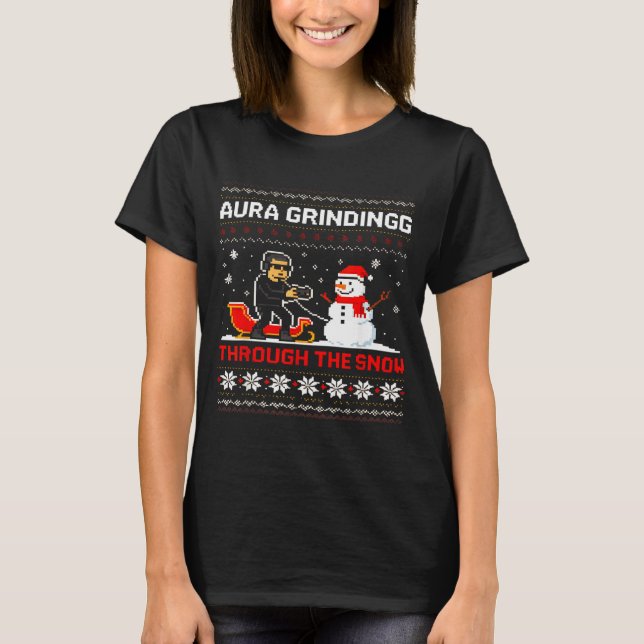 Camiseta Funny Aura Grinding Christmas Meme Winter Gamer  (Anverso)