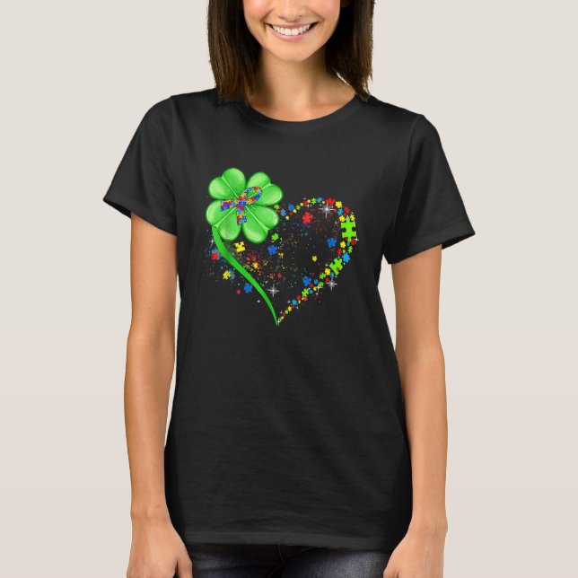 Camiseta Funny Autism Awareness St Patricks Day Clover Auti (Anverso)