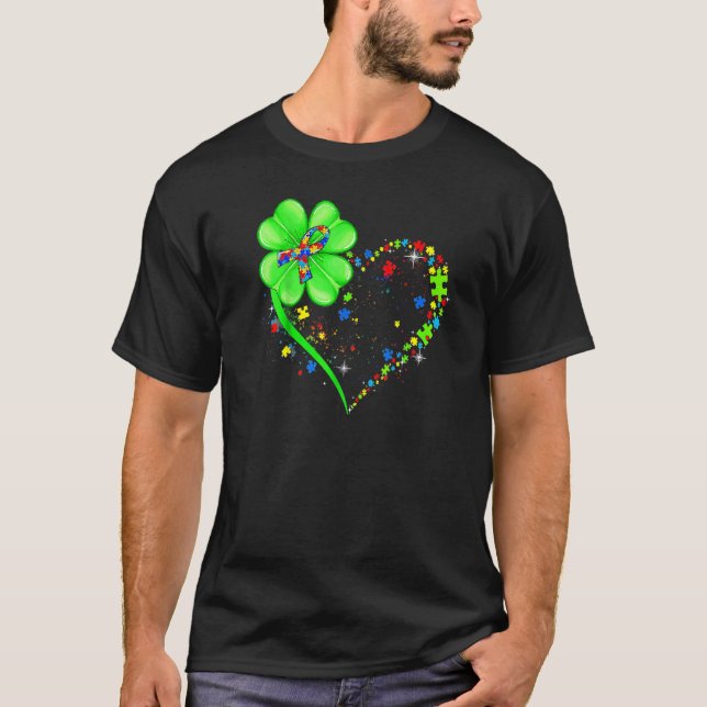 Camiseta Funny Autism Awareness St Patricks Day Clover Auti (Anverso)
