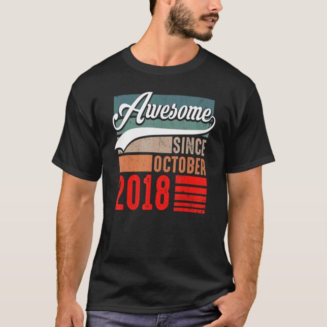 Camiseta Funny Awesome de 4 años desde octubre de 2018 4th  (Anverso)