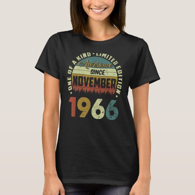 Camiseta Funny Awesome De 56 Años Desde Noviembre De 1966 (Anverso)