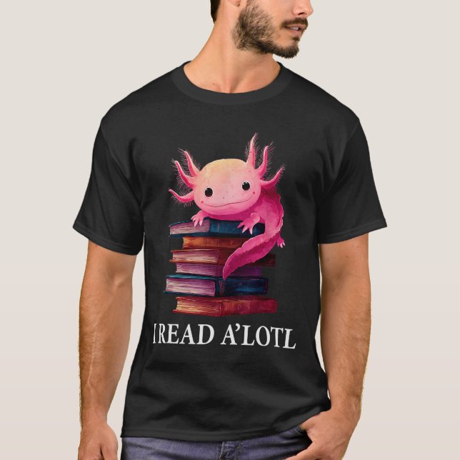 Camiseta Funny Axolotl Book Lover Librarian Reading Library (Anverso)