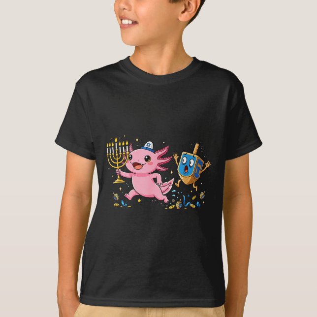 Camiseta Funny Axolotl Dreidel Menorah Hanukkah Kids Womens (Anverso)