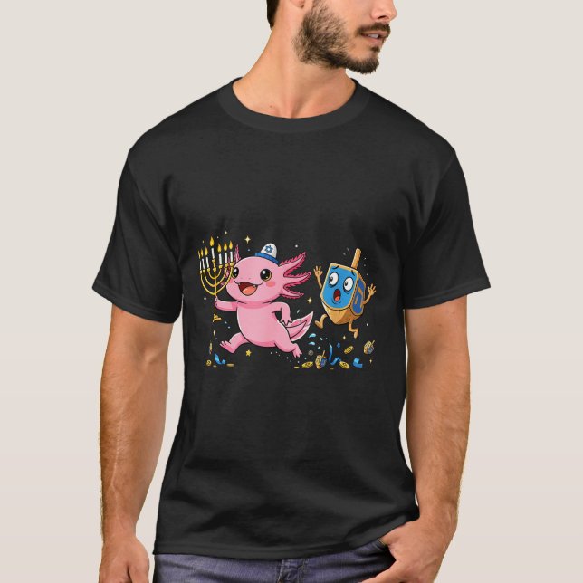 Camiseta Funny Axolotl Dreidel Menorah Hanukkah Kids Womens (Anverso)