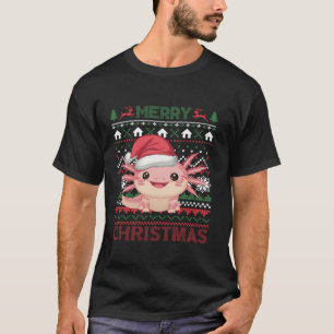 Camiseta Funny Axolotl Merry Christmas Tree Santa Hat Snowf