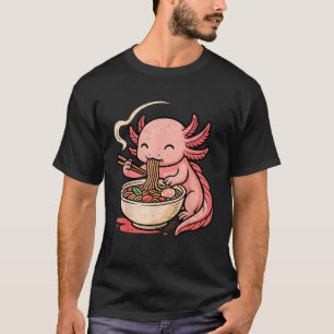 Camiseta Funny Axolotl Noodle Anime Kawaii Animal Eating Ra