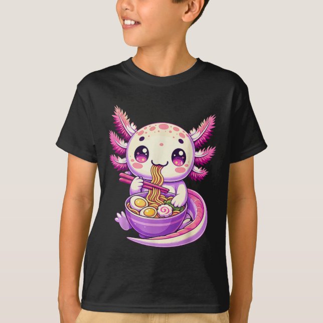 Camiseta Funny Axolotl Noodle Anime Kawaii Axolotl Comating (Anverso)