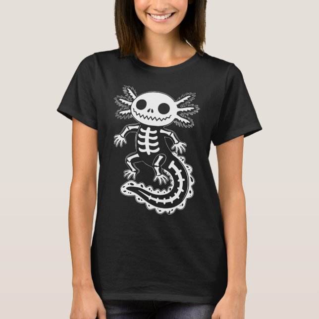 Camiseta Funny Axolotl Skeleton Halloween Spooky Skull (Anverso)