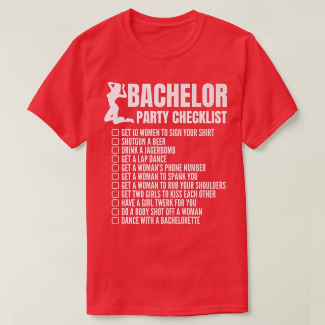 Camiseta Funny Bachelor Party Checklist For Wedding Party M (Diseño del anverso)