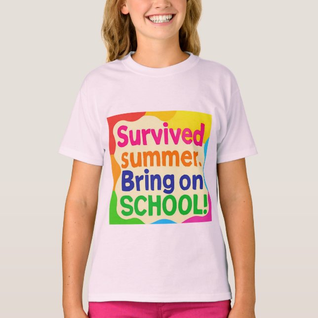 Camiseta Funny Back to School Kids T-Shirt – "Survived Summ (Anverso)