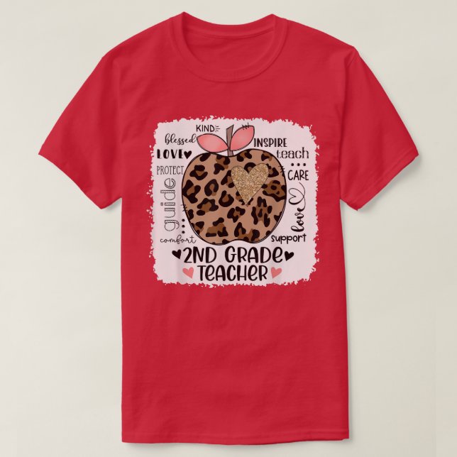 Camiseta Funny Back To School Leopard Apple Second 2nd Grad (Diseño del anverso)