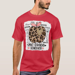 Camiseta Funny Back To School Leopard Apple Second 2nd Grad