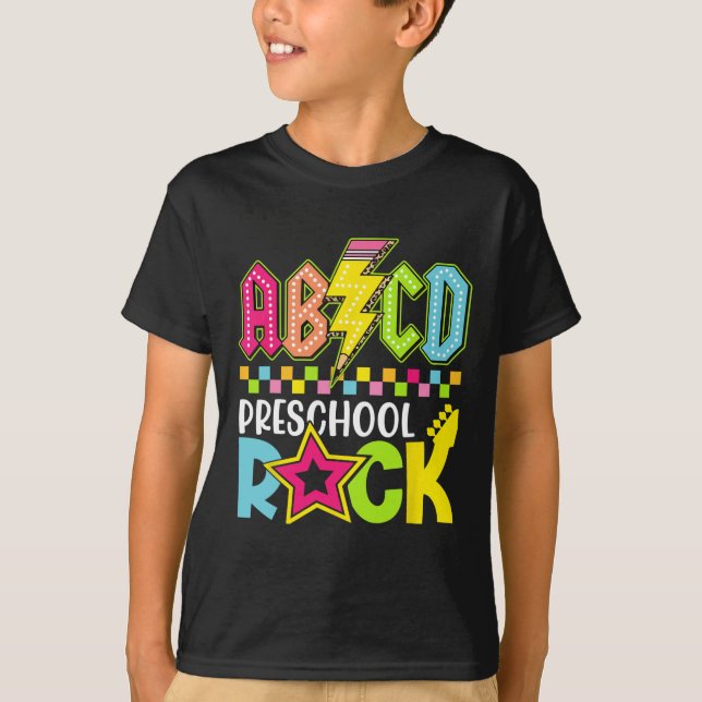 Camiseta Funny Back To School Lightning Bolt Preschool Rock (Anverso)