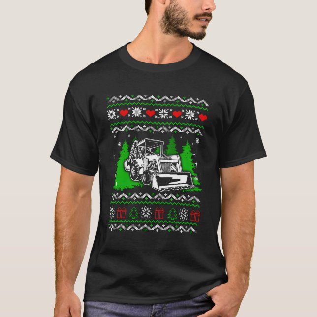 Camiseta Funny Backhoe Xmas Unly Navidades (Anverso)