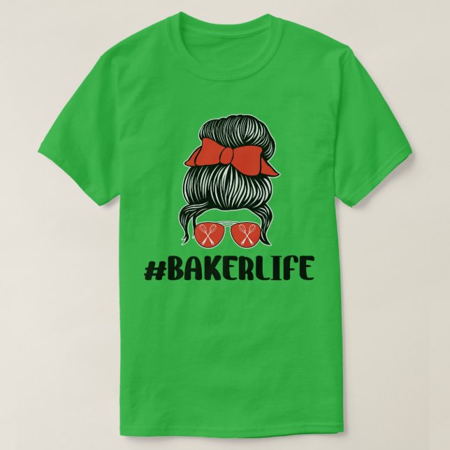 Camiseta Funny Baker Life Baking Lover Gafas de sol Bow Whi (Diseño del anverso)
