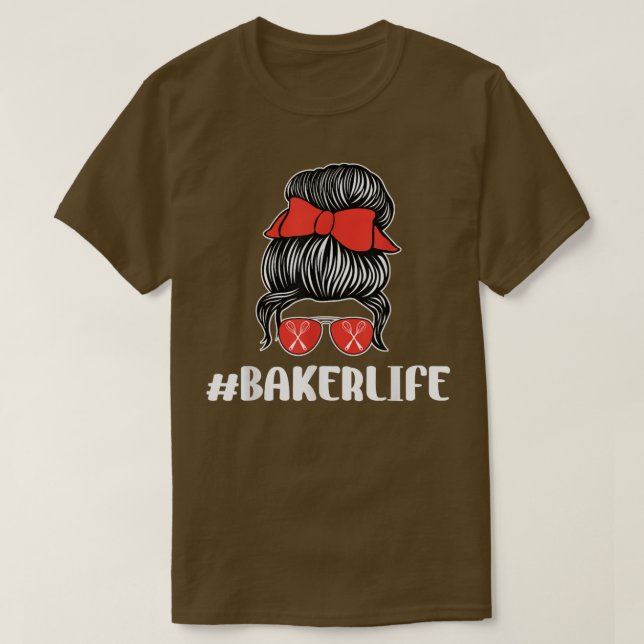 Camiseta Funny Baker Life Baking Lover Gafas de sol Bow Whi (Diseño del anverso)