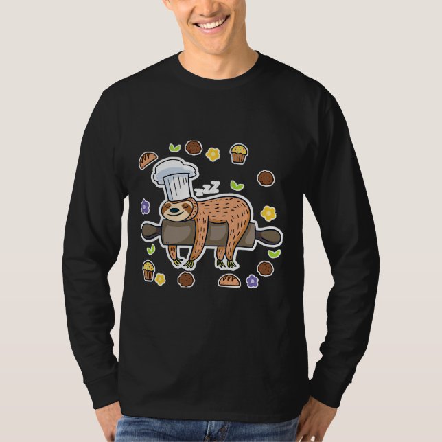 Camiseta Funny Baking Sloth Baker Cupcake activo (Anverso)