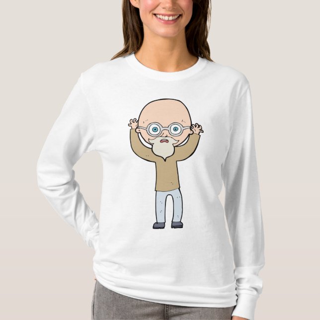 Camiseta Funny Bald Quirky Old Man with Beard (Anverso)