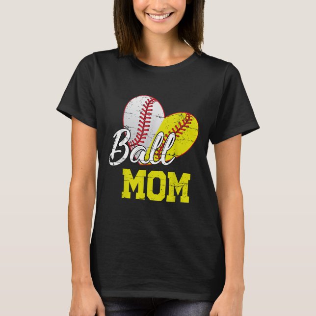 Camiseta Funny Ball Mom Softball Baseball For Women Mothers (Anverso)