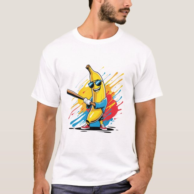 Camiseta Funny Banana Swinging Baseball Funny Drip (Anverso)