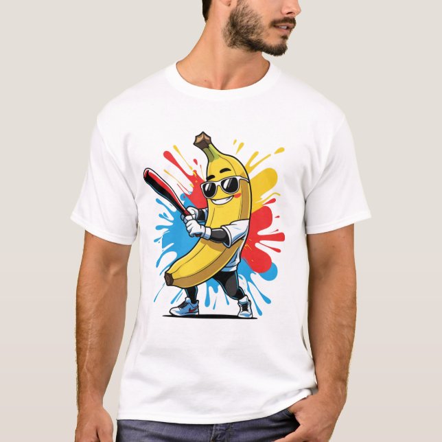 Camiseta Funny Banana Swinging Baseball Funny Drip Mascot  (Anverso)