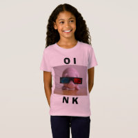 Funny banco de cerdo rosado en gafas 3D