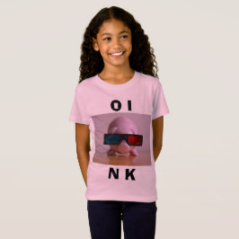 Camiseta Funny banco de cerdo rosado en gafas 3D