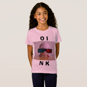 Camiseta Funny banco de cerdo rosado en gafas 3D