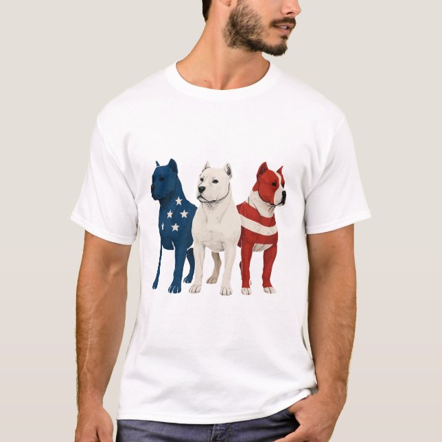 Camiseta Funny Bandera Americana Terrier Staffordshire (Anverso)