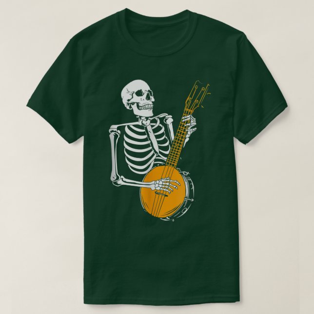 Camiseta Funny Banjo Lover Skeleton Jugando Banjo Halloween (Diseño del anverso)