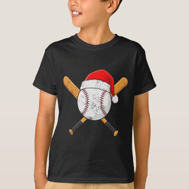 Camiseta Funny Baseball Ball Santa Hat Xmas Pajamas Players (Anverso)