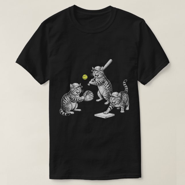 Camiseta Funny Baseball Cats Meme Kittens Playing Baseball  (Diseño del anverso)