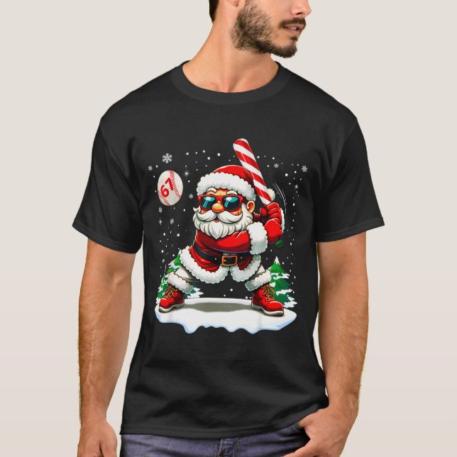 Camiseta Funny Baseball Santa 67 Christmas Xmas Pajamas Boy (Anverso)