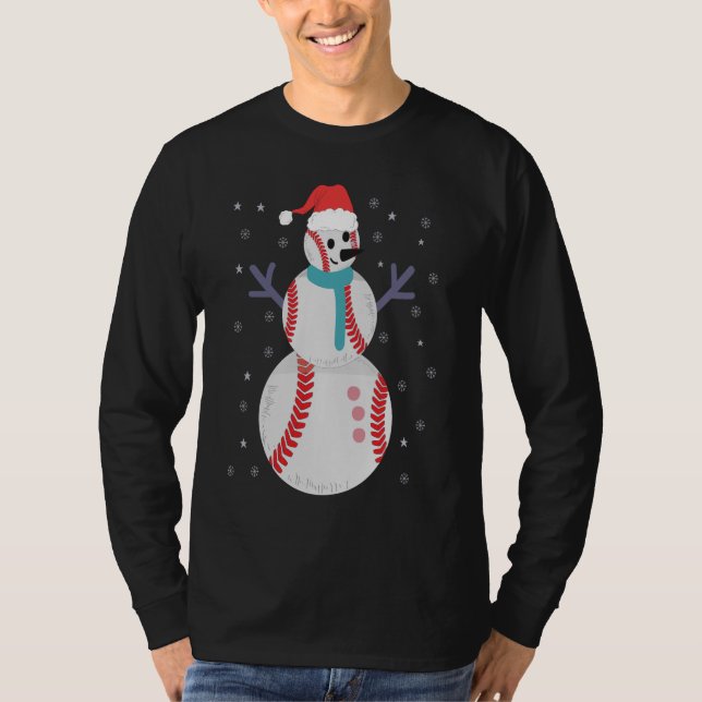 Camiseta Funny Baseball Snowman Christmas New Year Gift (Anverso)