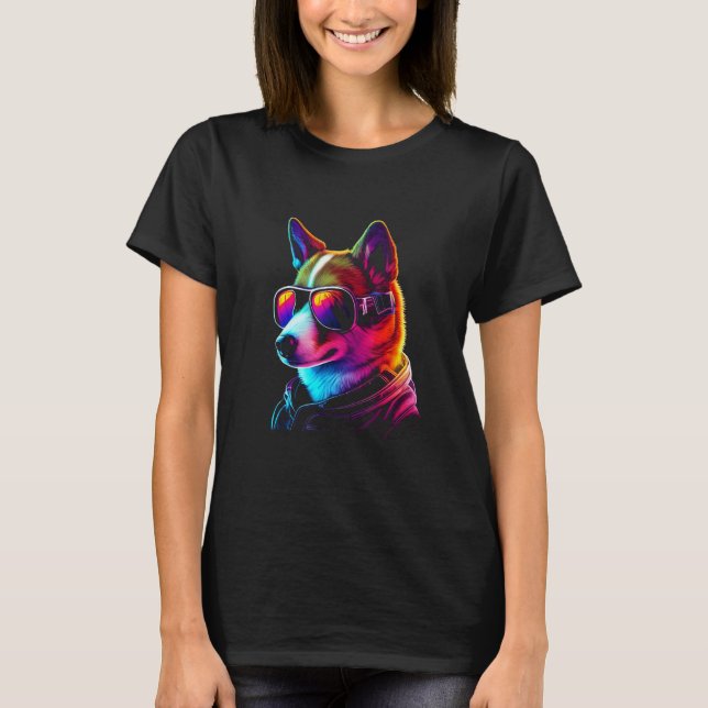Camiseta Funny BasenjiDog owner Vaporwave Notorious DJ (Anverso)