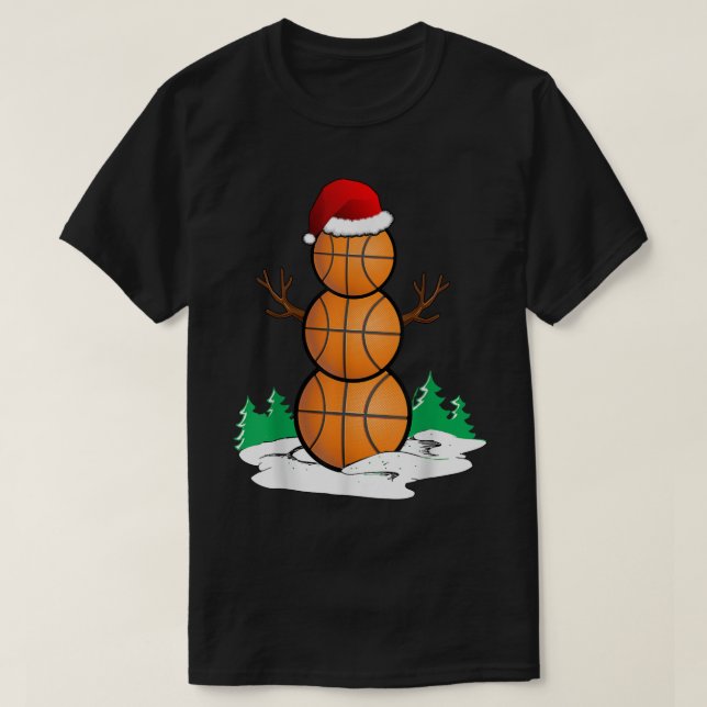 Camiseta Funny Basketball Christmas Snowman (Diseño del anverso)