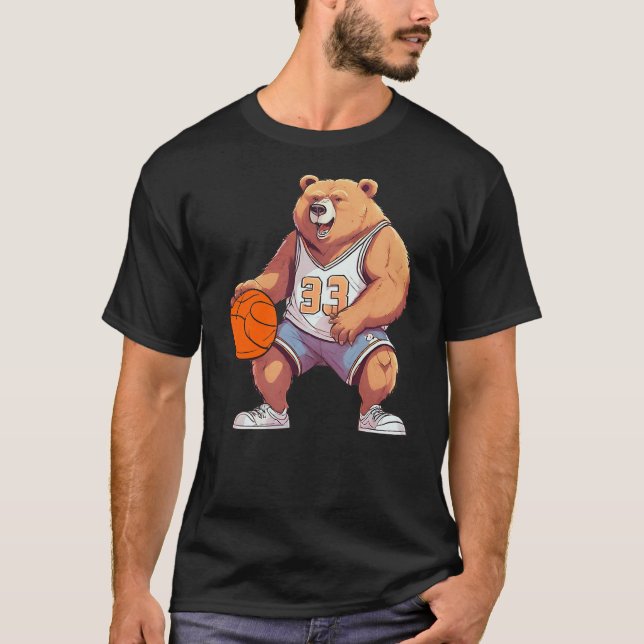 Camiseta Funny Basketball Player Fan Bear Game Day Team Coa (Anverso)
